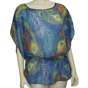 PETER NYGARD CHIFFON BOAT NECK  KIMONO SLEEVE‎ TOP SZ MD